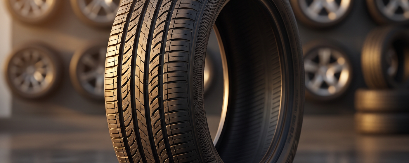 Kumho tire on a Calgary tire shop showroom floor