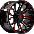 Armed Off-Road Havoc 20x10 5x127/5x139.7 ET-18 Gloss Black Milled + Red - Prince Tires