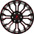 Armed Off-Road Havoc 22x10 6x135/6x139.7 ET-18 Gloss Black Milled + Red - Prince Tires