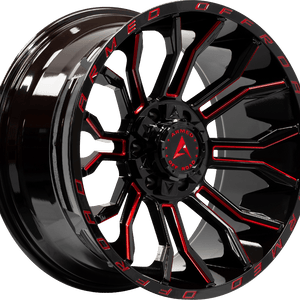 Armed Off-Road Havoc 22x12 6x135/6x139.7 ET-44 Gloss Black Milled + Red