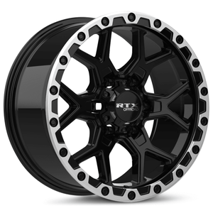 RTX Storm 17x8.5 6x139.7 ET+20 Gloss Black Milled with Machined Lip CB106.1