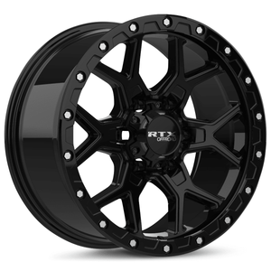 RTX Storm 17x8.5 6x139.7 ET+20 Gloss Black with Milled Rivets CB106.1