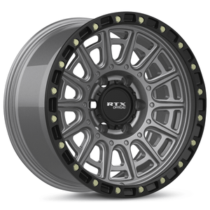 RTX Striker 20x9 6x139.7 ET+10 Matte Gunmetal with Black Lip and Milled Rivets CB106.1